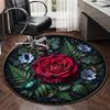 Roses And Berries Design round carpet Chair cushion Round Entryway Rug, Soft Round Rugs for Living Room, Bedroom, Circle Carpet decor gifts
