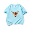 Kids Cotton T Shirt Cute Peeking Deer Print Crew Neck Short Sleeve Tee Casual Breathable Boys Girls Summer Tops
