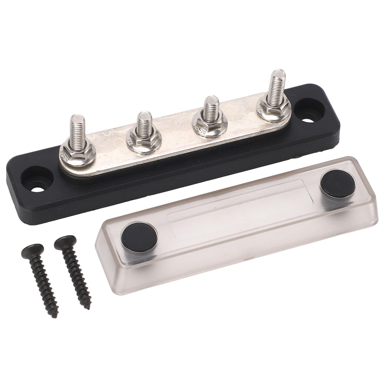 

Battery Junction Block with Transparent Shell 4 Post M5 Terminal Power Distribution for Car RV Ships