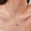 Fashion Jewelry, Stainless Steel Full Light Geometric Ring Gold Pendant Necklace Ladies