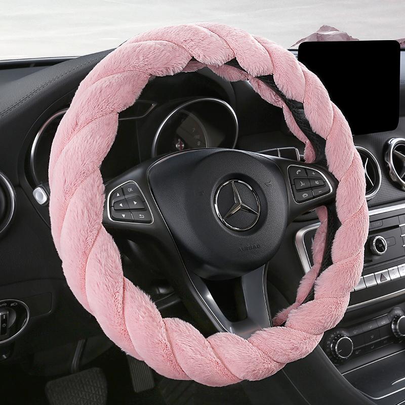 New waltz fashion plush universal female winter steering wheel cover cartoon decorative non-slip handle cover