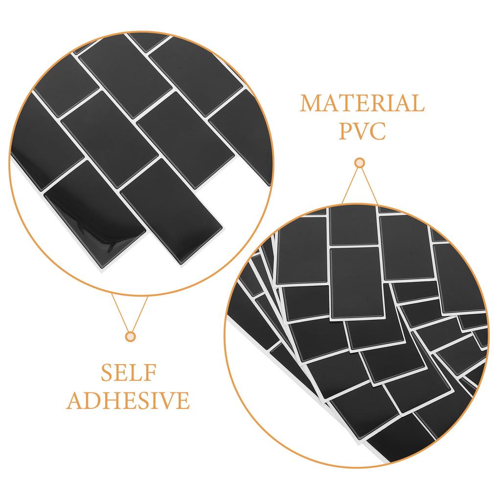 6Pcs Peel and Stick 3D Subway Tile Sticker Sheets,Black Waterproof PVC Self-Adhesive Wall Panels,Easy DIY Backsplash for Kitchen