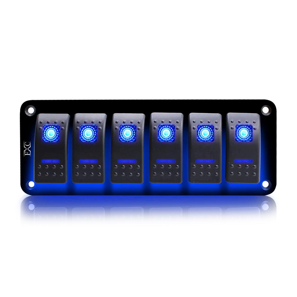 12V Switch Panel Rockers Light Toggle with Blue LED Light Indicator Easy n Waterproof Design for Vehicles Boats