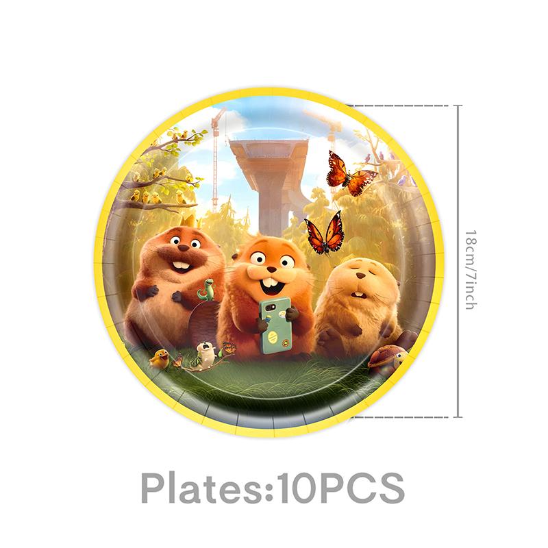 Beaver Birthday Decorations Beaver Party Accessories Cups Ballons Plates Birthday Party Backdrops Hot Anime Decorations