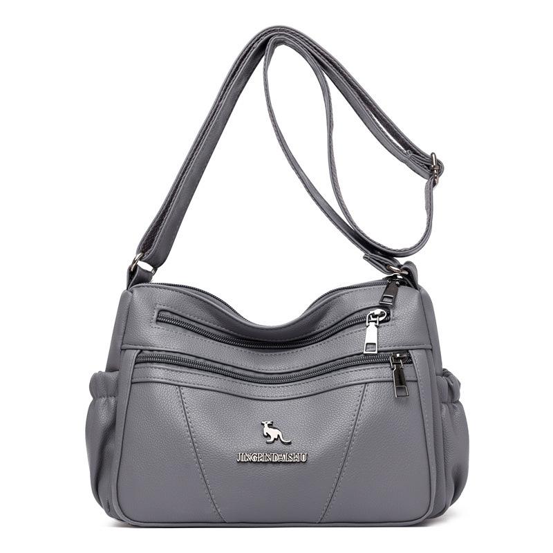 Soft Leather Women's Bag Simple and Versatile 2025 Spring New Middle-aged Mother Bag Large Capacity Multi-layer Shoulder Messenger Bag Women
