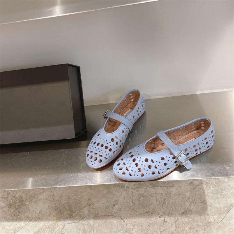 Mary Jane single shoes women's 2025 spring and summer new round head breathable casual versatile height increase one-word buckle hollow ballet shoes
