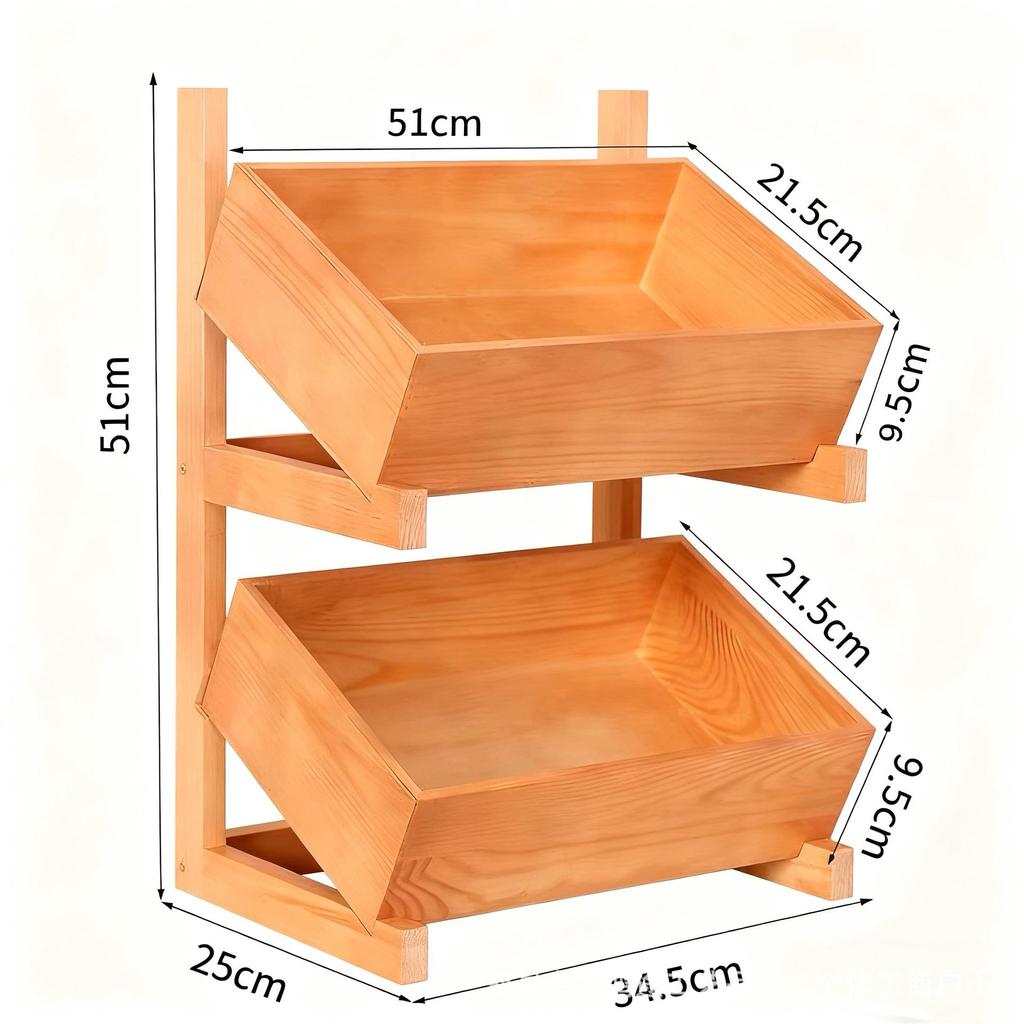 Three-Tier Solid Wood Floor-Standing Kitchen Storage Rack