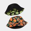 Creative new fruit pattern bucket hat European and American men's and women's outdoor leisure sunscreen visor double-sided basin hat