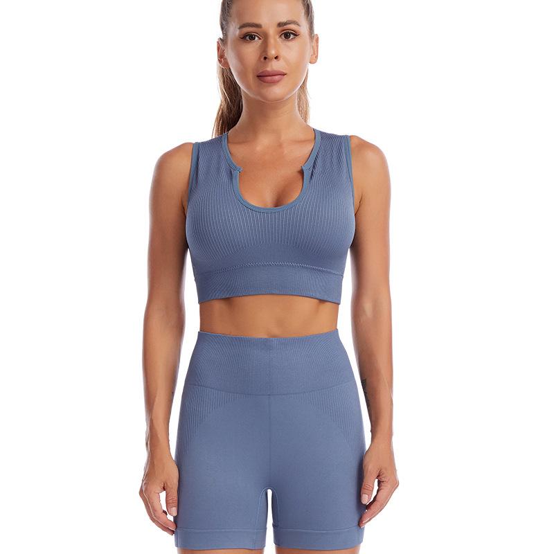 Women's Cross-Border Yoga Suit: Shockproof Sports Bra, Sexy Deep U Vest, and Fitness Running Shorts Set