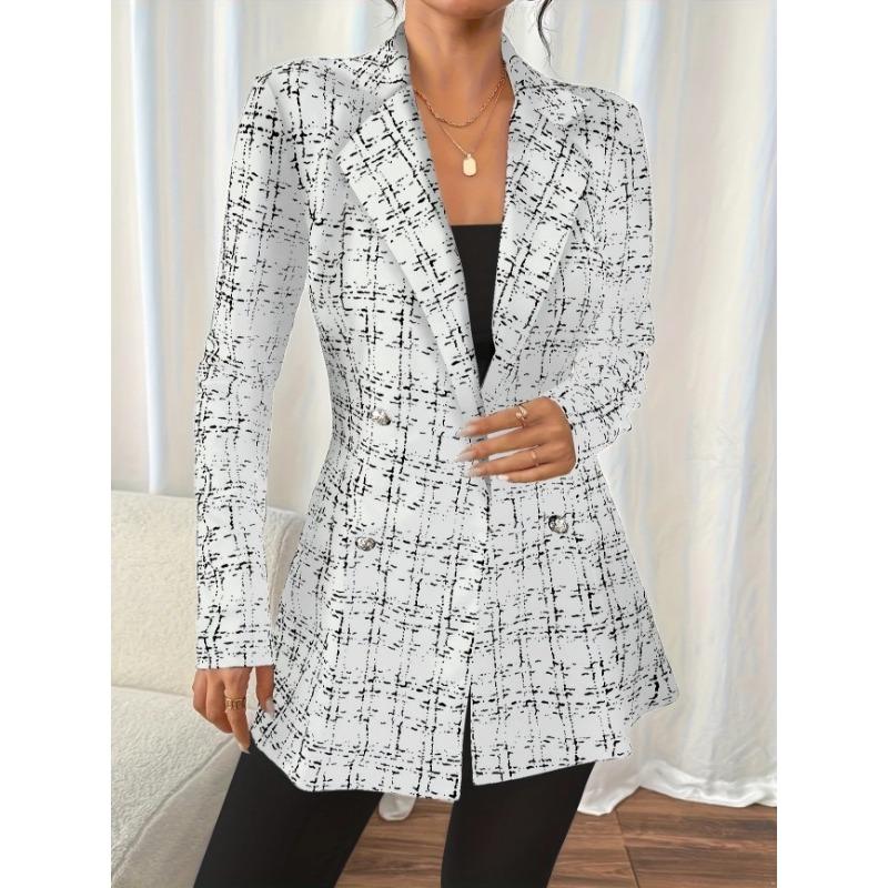 Women S Fitted Turn Down Collar Long Sleeve Button Blazer