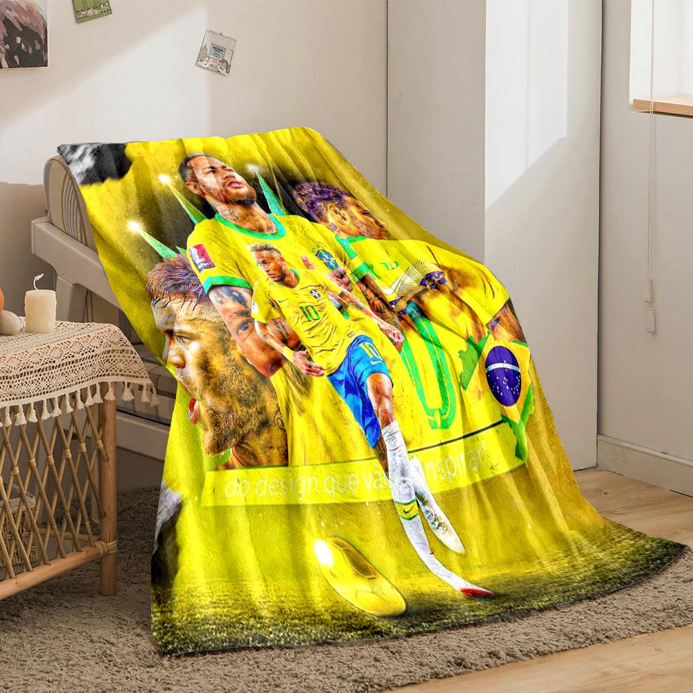 Brazil Football Theme Designed Flannel blanket for bedroom, living room, sofa, and nap