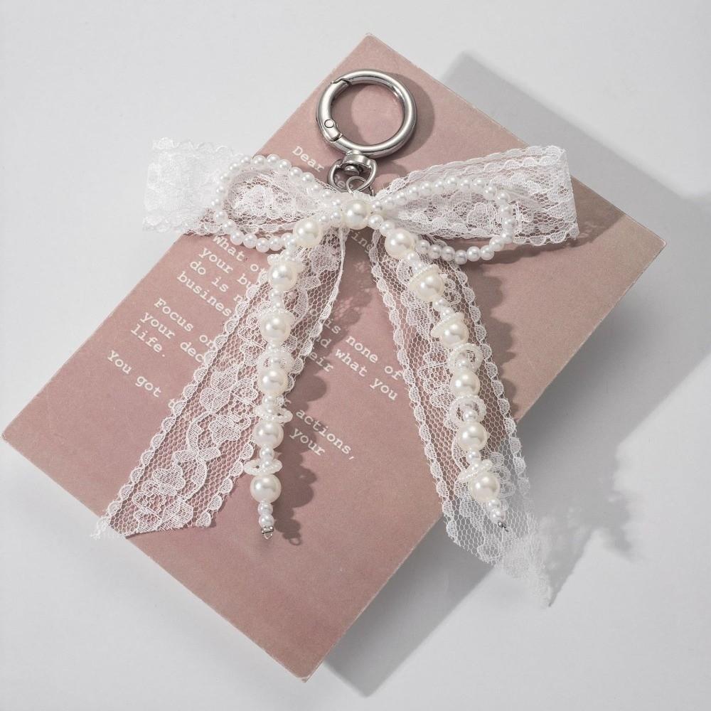 Y2K Lace Bow Keychain Sweet Style Phone Chain Cute Bow Ribbon Keychain Bag Decoration