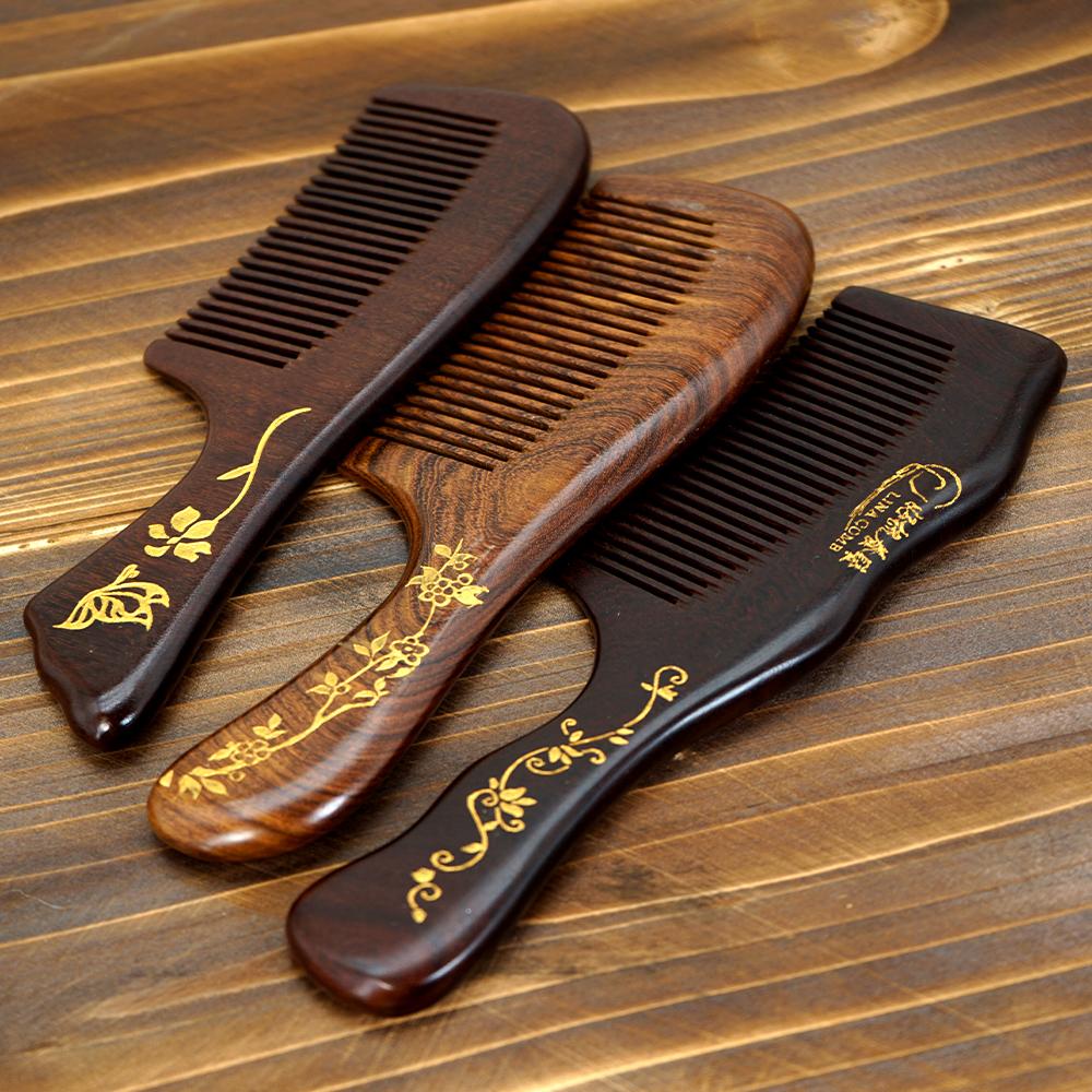 Professional Comb Sandalwood Wide Tooth Hair Combs Scalp Massage Brush Moon Shape Wooden Comb Bath SPA Massage Brush Hair Brush