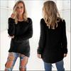 Damen Pullover Oberteil Langarm Unifarben Herbst-Winter