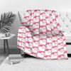 Pink Santa Fleece Blanket, Cute Christmas Pattern with Green Hat Design, Soft Plush Throw for Festive Sofa and Home Decor