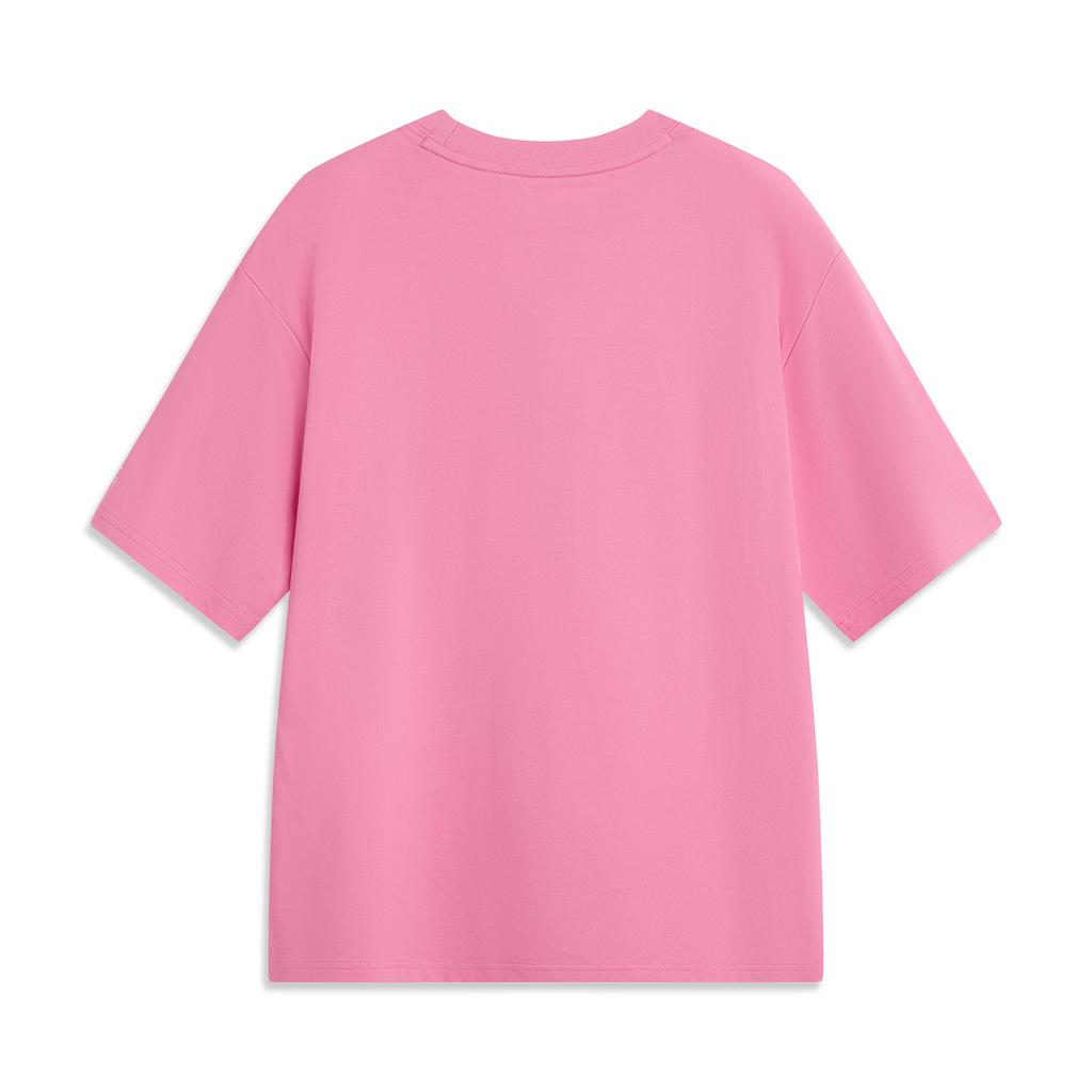 Li-Ning Casual Minimalist Solid Color Round Neck Pullover Ice Silk Quick Dry Cool Short Sleeve T-Shirt Men Tops Energy-Pink ATSV507-7