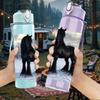 1PC Black Horse Snow Winter Scene Print 750ml Color Plastic Sports Water Bottle Leakproof Flip Straw Lid Suitable for Sports Office Home Use