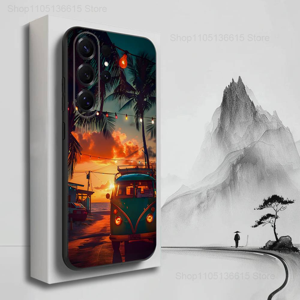 

Cartoon Art Combi Van Surf Phone For Samsung S22,Ultra,S25,S24,S23,FE,Plus,S21,S20,Lite,S10,S9,Soft Silicone Black SamsungS20ULTRA