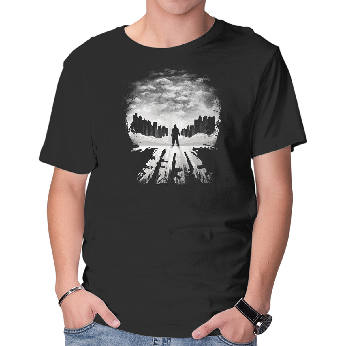 Unisex Crew Neck T-Shirt One Last Kill Graphic Short Sleeve Casual Tee L