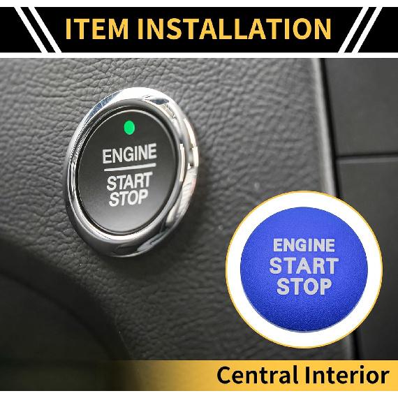 1 Pc Engine Start Stop Button Control Switch Knob Cover for Toyota Tacoma 2016-2023 Ignition Push Start Button Trim Decoration Aluminum Alloy Blue