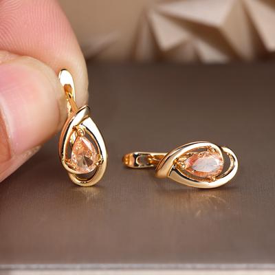 Champagner Zirkon Wassertropfen Ohrringe für Frauen Kristall Gold Farbe Creolen Hochzeit Schmuck