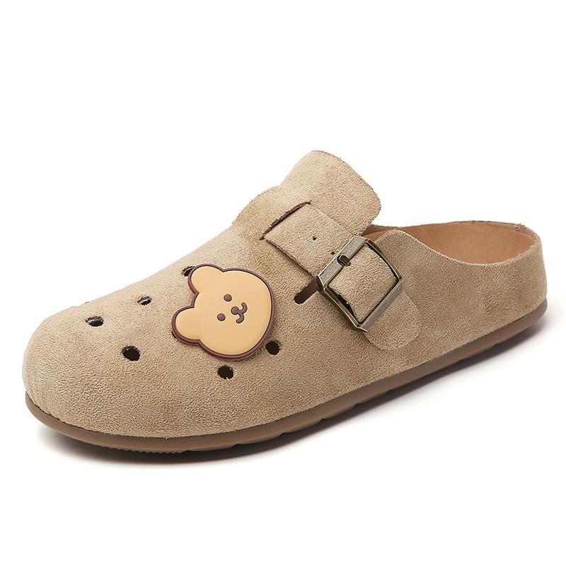 Fashion New Women Suede Clogs Slippers Soft Insole Sandals with Arch Support Shoes Outdoor Beach Suede Clogs Slippers Women Sandals
