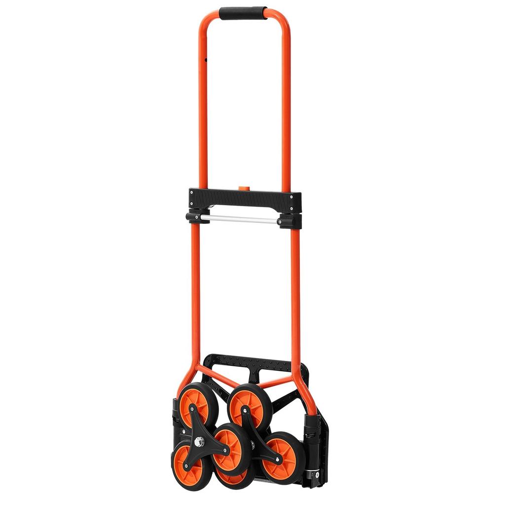 Stair Climbing Cart, 54 Kg Stair-Climbing Capacity, Portable Folding Trolley Cart with Telescoping Handle, 6 Wheels and 2 Bungee Cords, Stair Climber