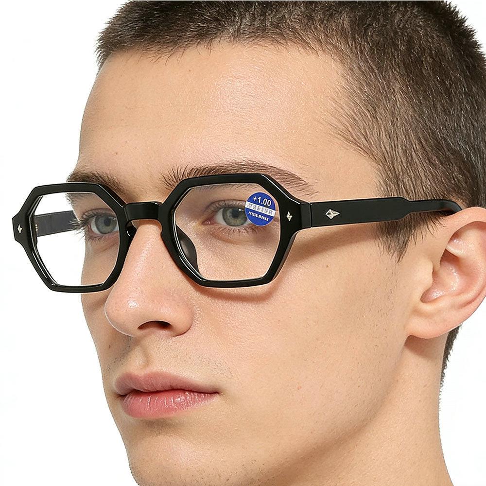 Anti-Blue Light Polygonal Retro Unisex Reading Glasses for Seniors