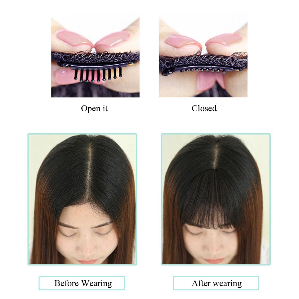 Synthetic Air Bangs Clip In Hair Extension 3D Air Style Hairpieces Neat Front False Fringe Thin Fake Hair Bangs For Women Girls