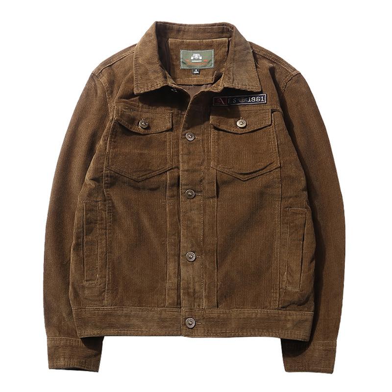 New Men's Corduroy Jacket Vintage Large Size Tooling Jacket Top