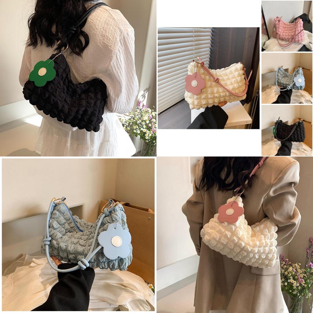 Chic Nylon Wrinkle Handbag For Women 2024 Trendy Fashionable Shoulder Bag