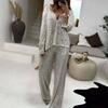 Elegant European & American Women's Sequin Jacket and Trousers Set