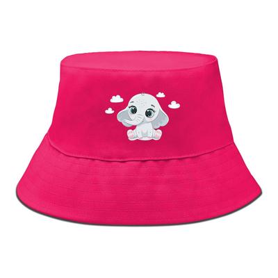 Cartoon Elephant Print Bucket Hat , Animal Fisherman Cap Candy Color Reversible Trendy Basin Hat