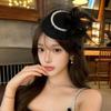 Feather Trimmed Faux Pearls Decorated Mesh Hat Elegant Evening Headwear Ideal For Wedding Guest Attires
