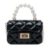 Grid Pearl Rhombus Chain Handbag With Hardware Buckle Single Shoulder Jelly Bag