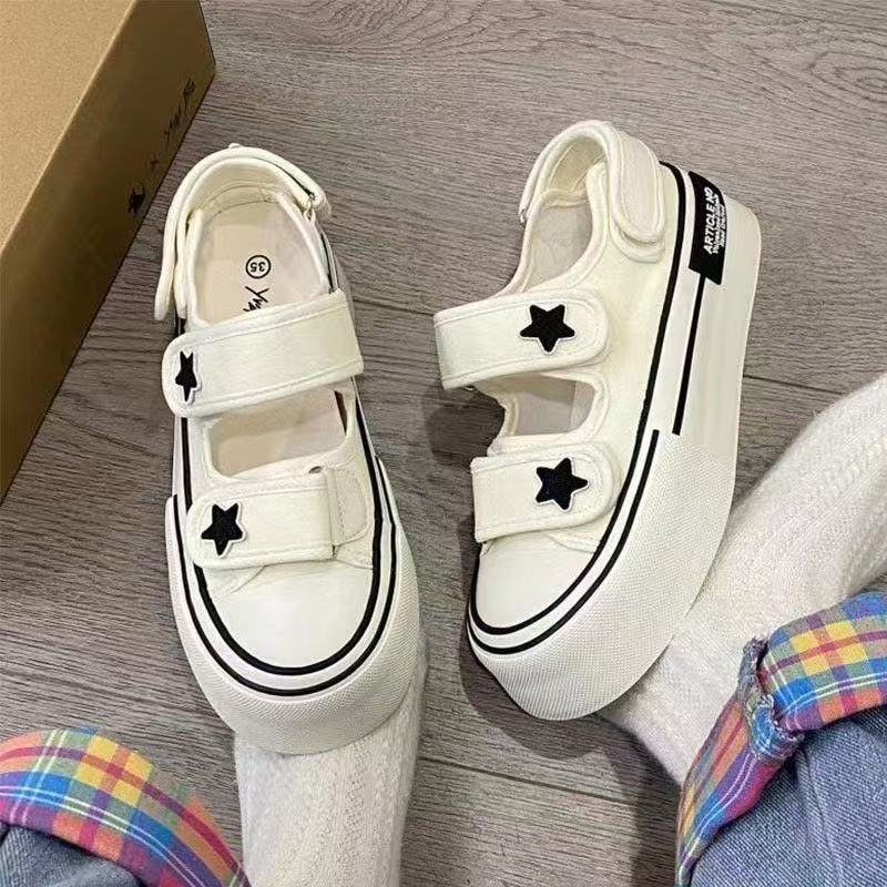 

Брендовая обувь высокая чувственность японская уродливая милая липучка холщовая обувь новая дышащая толстая подошва 35【foot length 22.5cm】 бежевый