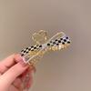 Bow checkerboard hairpin female design hair accessories back head hair disc catch metal shark clip