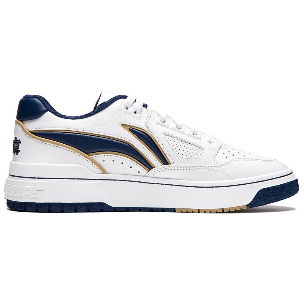 Li Ning Synthetic Leather Comfortable Trendy Slip Resistant Durable Low Top Skate Shoes Unisex Skate Shoes White Navy-Blue ABCU001-6