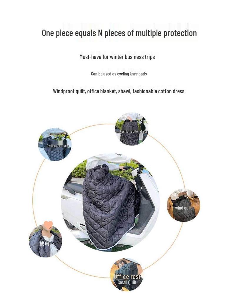 Windproof Winter Warm Fleece-Lined Electric Bicycle Leg Warmer Apron