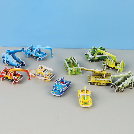 100Pcs/Set Kids 3D Puzzle Toy Number Animal Dinosaur Airplane Tank Spinning Top Cognition Jigsaw Assembly Educational Game Kit
