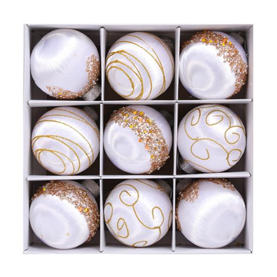 9 Pcs 3.15 Inch Christmas Ball Ornaments Glitter Sequin Xmas Hanging Foam Ball Decorations for Wedding Party Holiday Home Office Decor