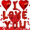 I Love You Balloons Kit Red Heart Balloon for Anniversary Wedding Marriage Decoration Party Supplies DIY Backdrop Setup Ornament