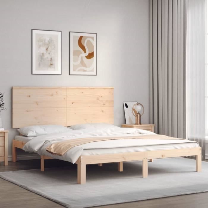 VidaXL Cadre de lit avec tête de lit 160x200 cm bois massif 3193671