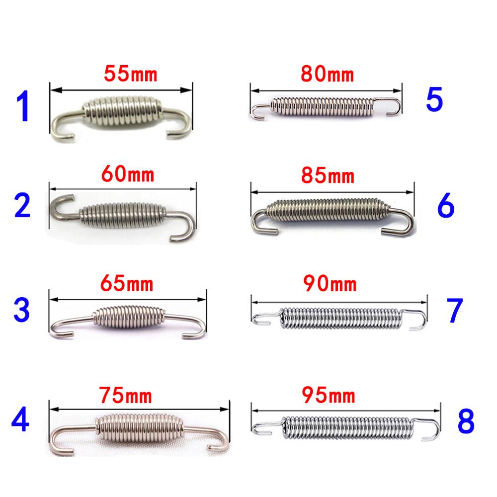 2pcs 55mm 60mm 65mm 75mm 80mm 85mm 90mm 95mm Motorcycle Stainless Steel Exhaust Pipe Spring Hooks Rotatable Expansion Springs