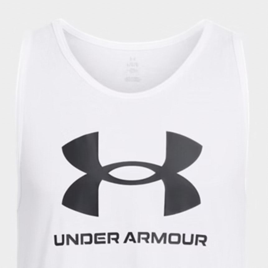 Under Armour Pánské tílko s kapucí bez rukávů UA Sportstyle s potiskem loga Bílé 1382883-100