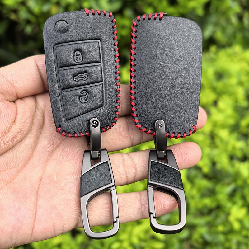 Keychain For Volkswagen VW Polo Golf 7 MK7 Tiguan for Skoda Octavia Kodiaq Karoq for Seat Ateca Car Key Case Cover Bag Protector