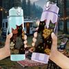 1PC Multi Breed Cat Group Collage 750ml Color Plastic Sports Water Bottle Leakproof Flip Straw Lid For Sports Office Home Use