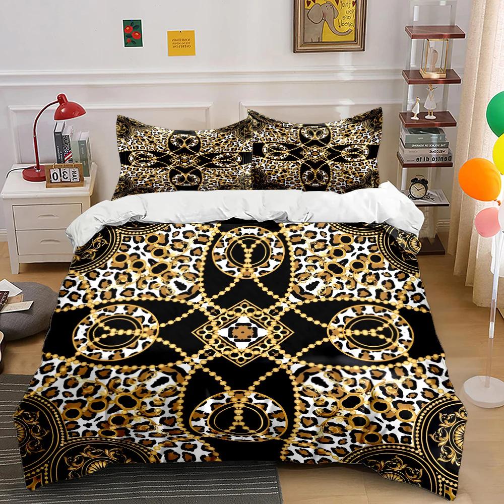 HD Luxury Chain Belt Print Bedding Set Duvet Cover 1 Duvet Cover 2 Pillowcases Adult and Children Bedding Set Luxury for Gifts