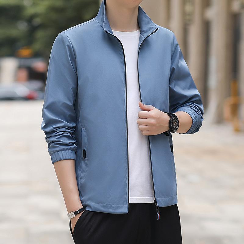 Men's Sports Jacket Spring and Autumn Korean Casual Stand Up Collar Versatile Thin and Comfortable Men'S Top