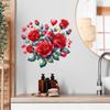 Valentine's Day Heart Rose Removable Wall Sticker for Living Room, Bedroom, or Glass Cabinet